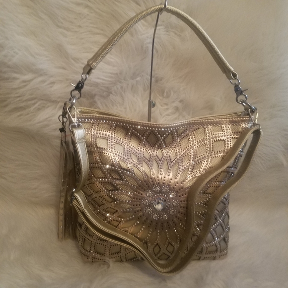 GOLD SUNBURST RHINESTONE HOBO - Picture 4 of 7